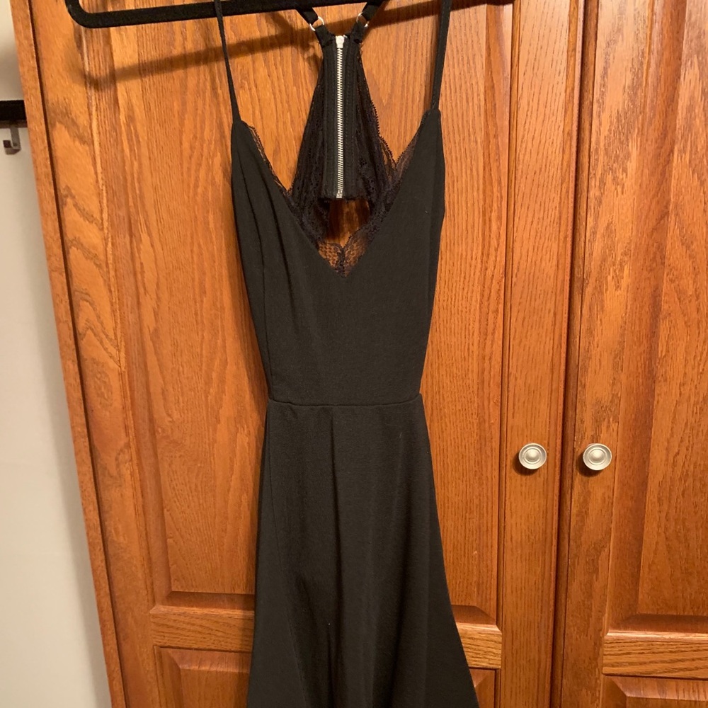 Black mini flowy dress